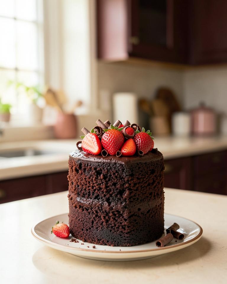 Bolo de chocolate com morangos
