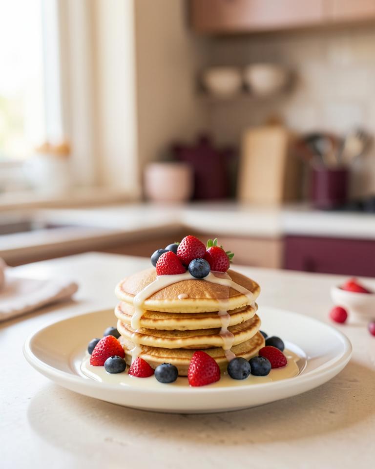 Panquecas com morangos e mirtilos